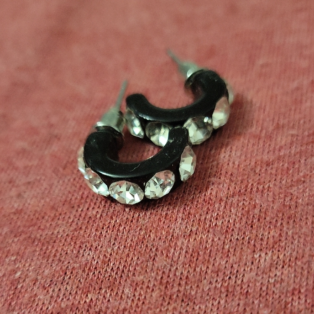Elegant Black and Silver Crystal Earrings